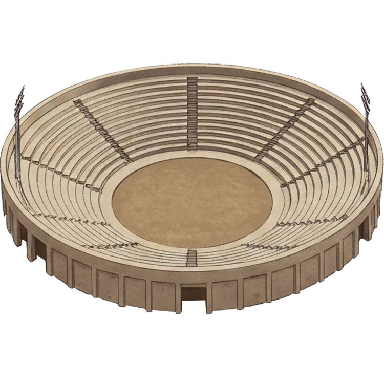 amphitheater แปลว่า อัฒจันทร์รูปวงกลมไม่มีหลังคา