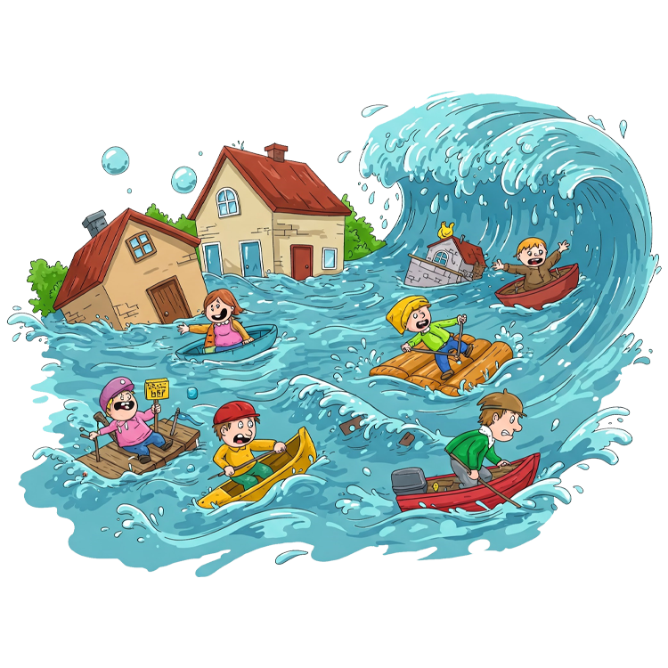 flood แปลว่า ไหลบ่า