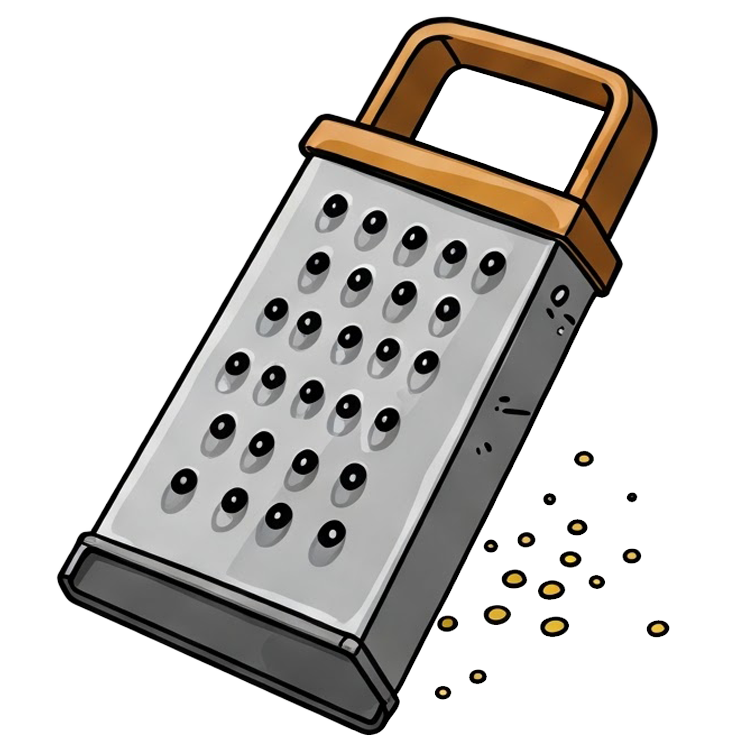 gride แปลว่า ขูด,ครูด,บด