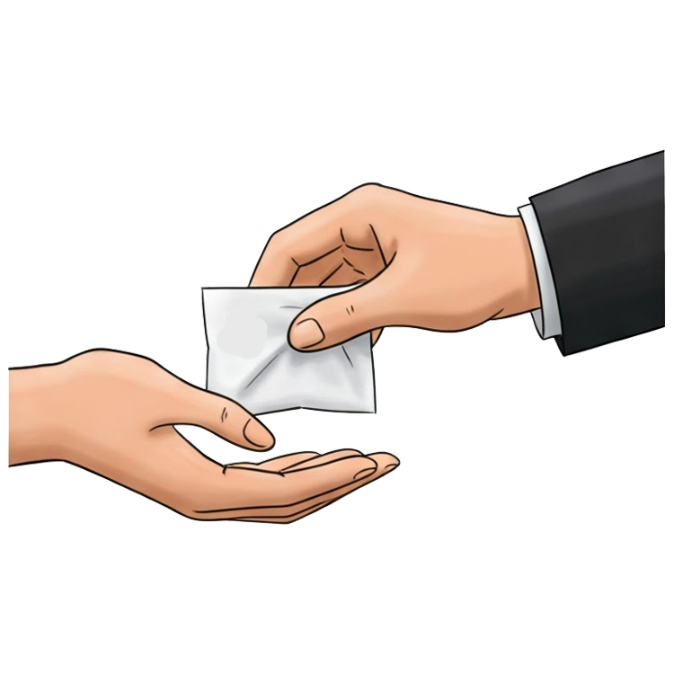 hand in แปลว่า มอบให้(ด้วยมือ)