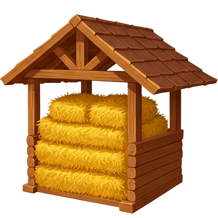 hayloft แปลว่า เพิงเก็บหญ้าแห้งในคอกม้าหรือโรงนา