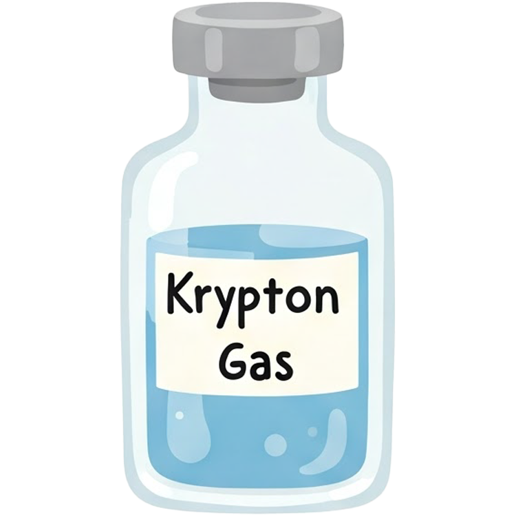 krypton แปลว่า ก๊าซเฉื่อย (Kr)