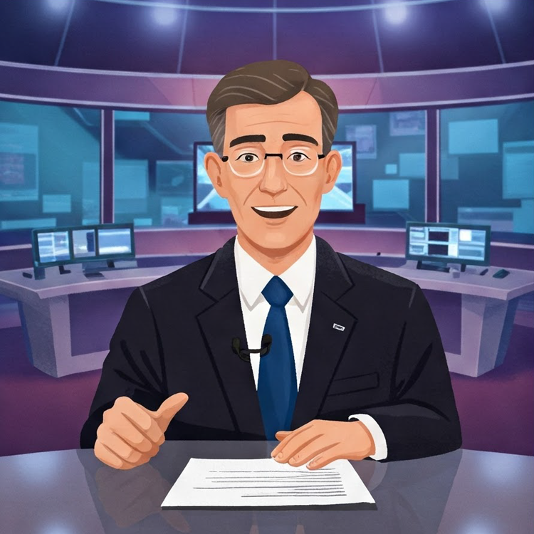 newscaster แปลว่า ผู้อ่านข่าว (ทางโทรทัศน์และวิทยุ)