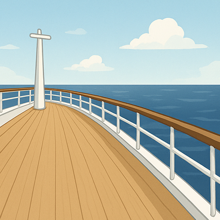 on deck แปลว่า บนดาดฟ้าเรือ