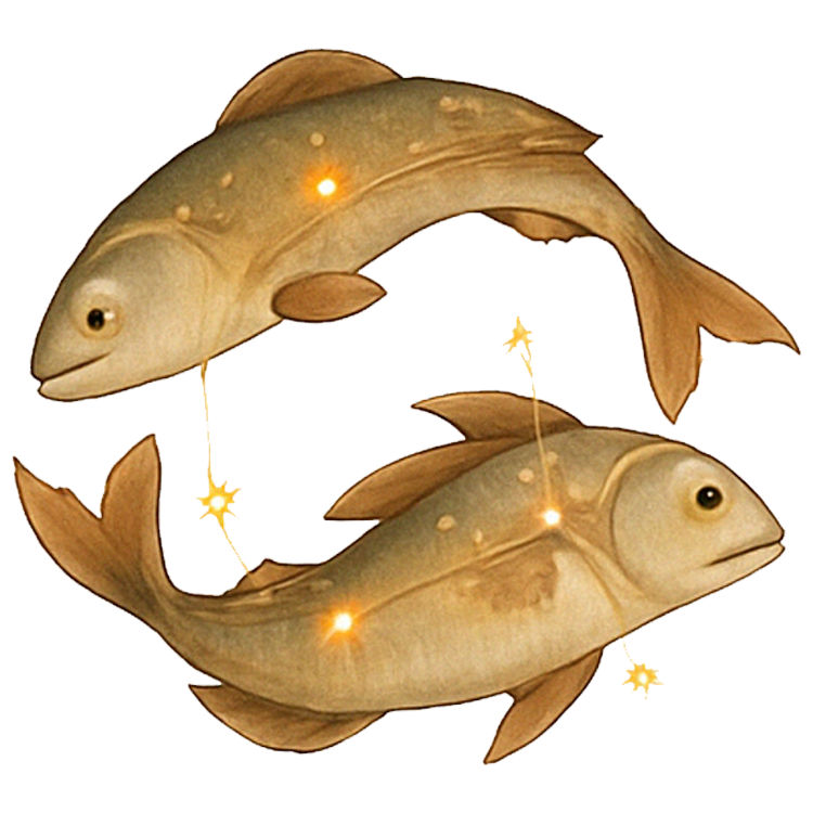 Pisces แปลว่า จักรราศีมีน (กลุ่มดาวปลาคู่)