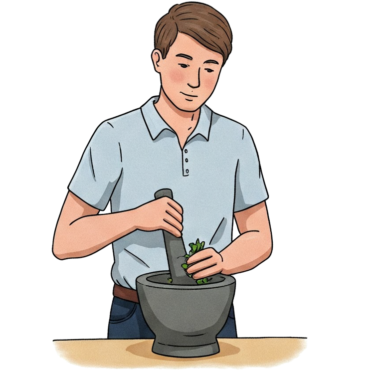 pound แปลว่า บด,ทุบ,โขลก