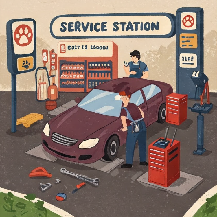 service station แปลว่า สถานีซ่อมแซม