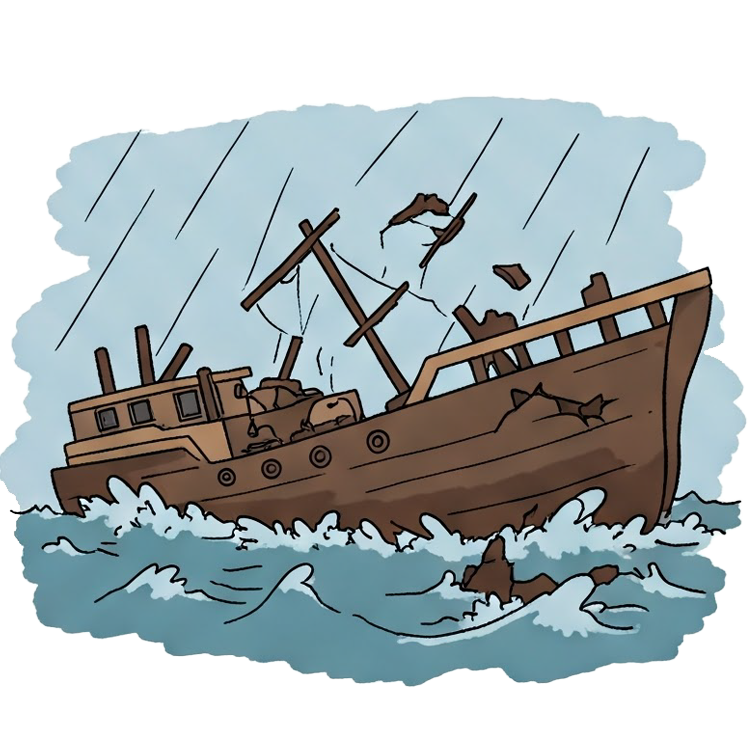 shipwreck แปลว่า การเกิดอุบัติเหตุทางเรือ