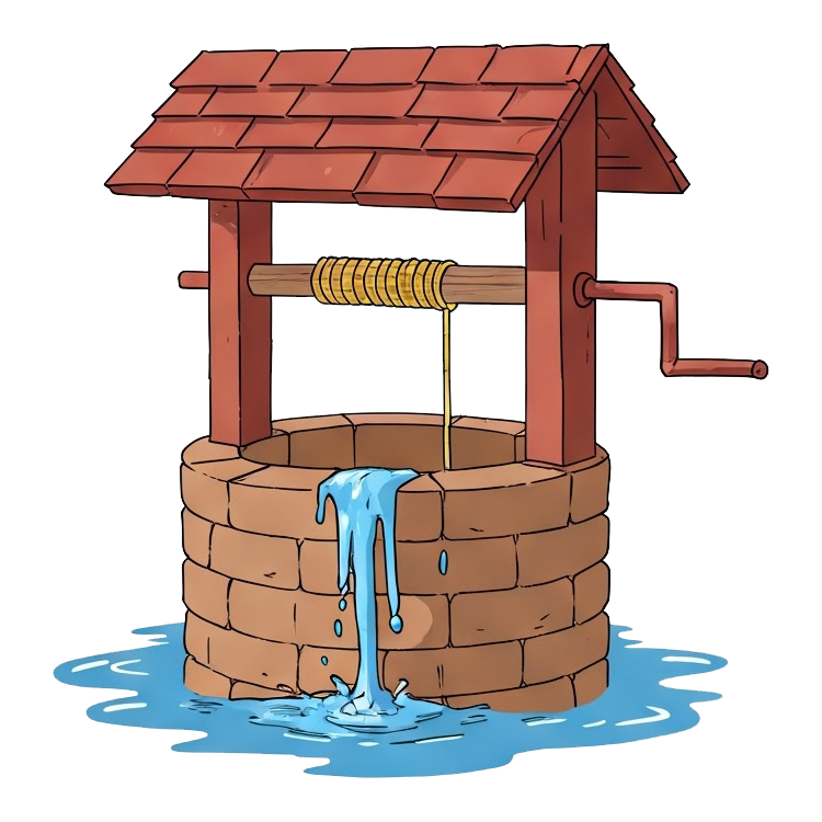 well แปลว่า ไหลออกมา