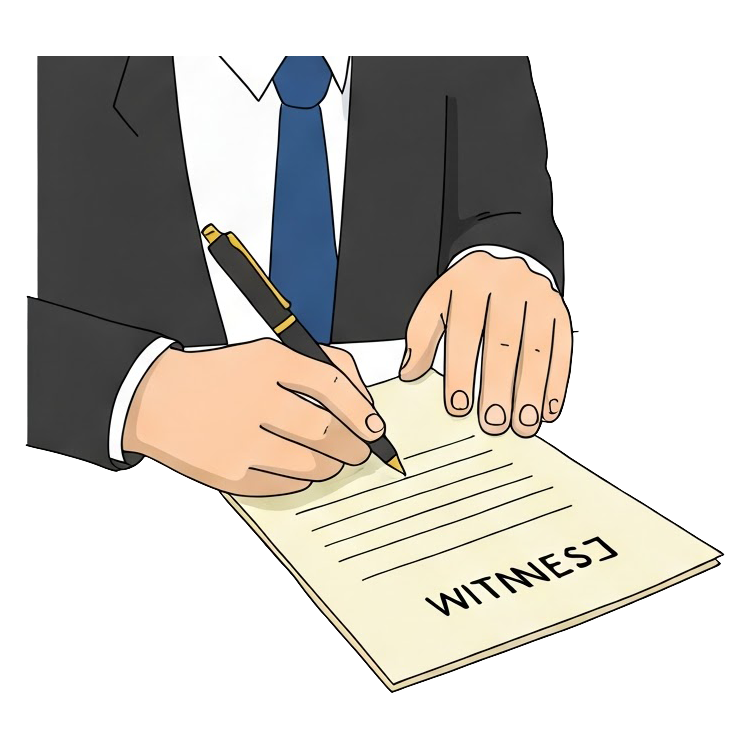 witness แปลว่า ลงนามเป็นพยาน