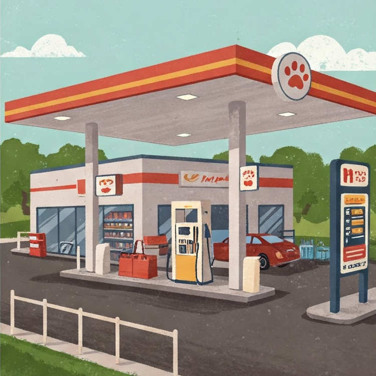 petrol station แปลว่า ปั๊มน้ำมัน