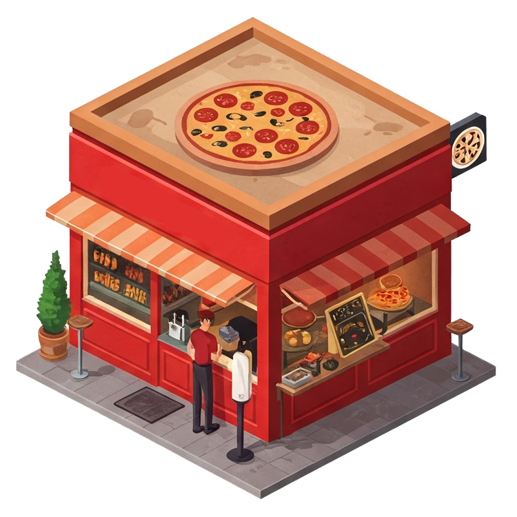 pizza shop แปลว่า ร้านขายพิซซ่า
