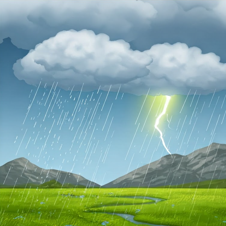 isolated rain แปลว่า มีฝนเป็นบางแห่ง