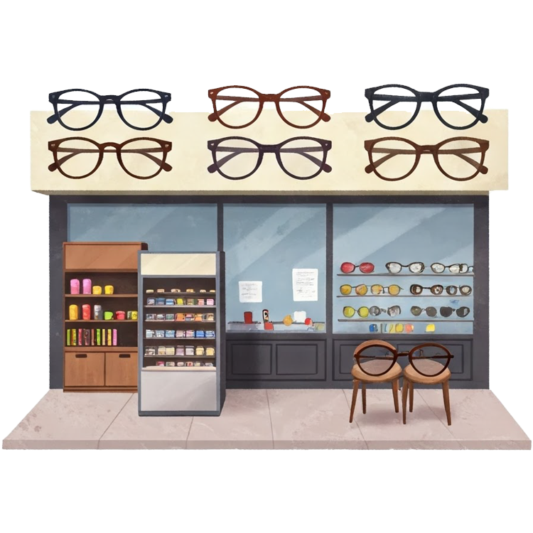 glasses shop แปลว่า ร้านขายแว่นตา