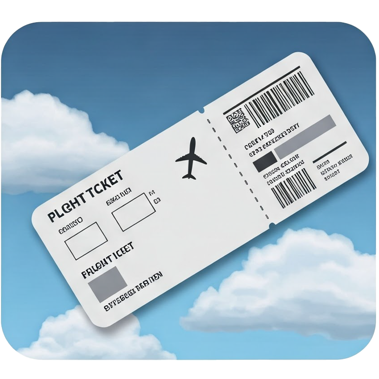 flight ticket แปลว่า ตั๋วเครื่องบิน