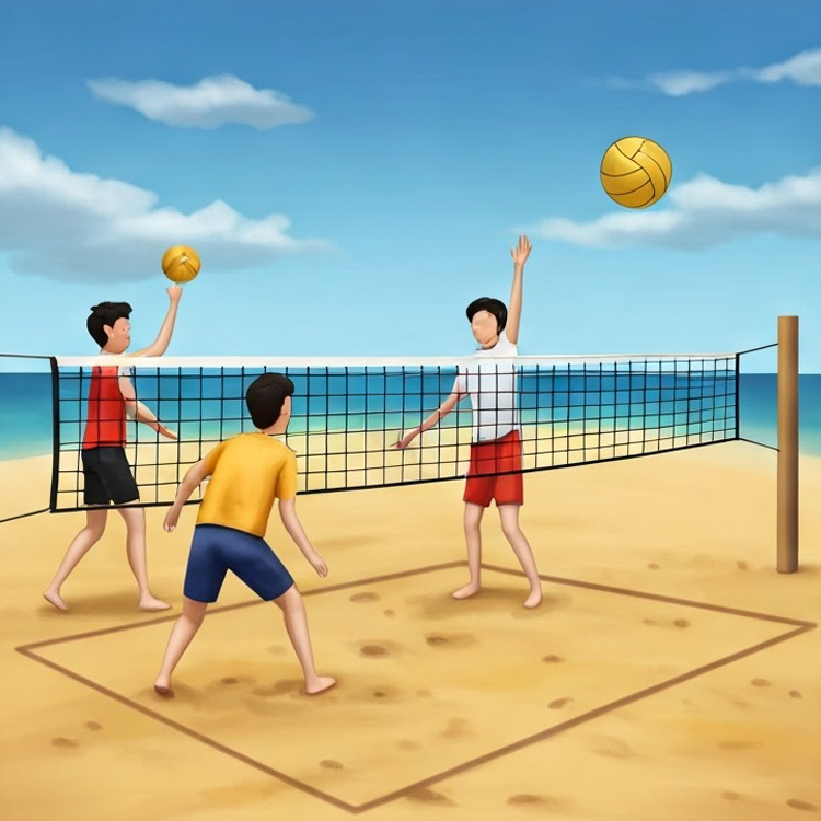 beach  volleyball แปลว่า กีฬาวอลเลย์บอลชายหาด