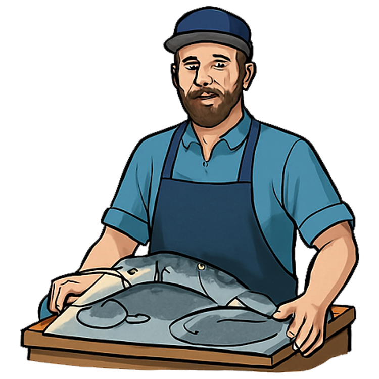 fishmonger แปลว่า พ่อค้าขายปลา