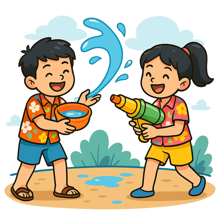 water splashing แปลว่า สาดน้ำ