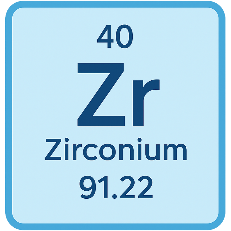 zirconium แปลว่า ธาตุโลหะชนิดหนึ่ง (Zr)