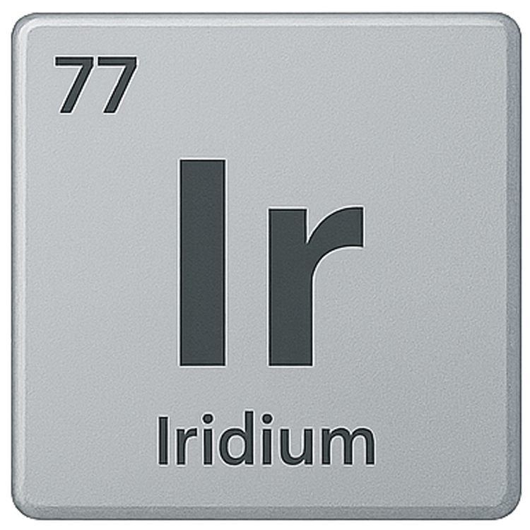 iridium แปลว่า ธาตุอิริเดียม (Ir)