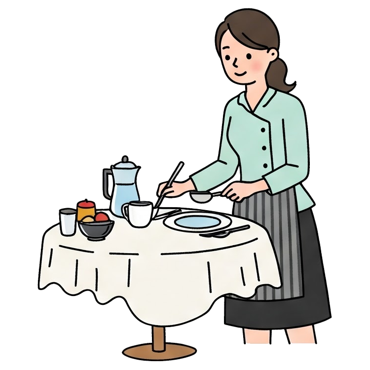 set a table แปลว่า จัดโต๊ะอาหาร