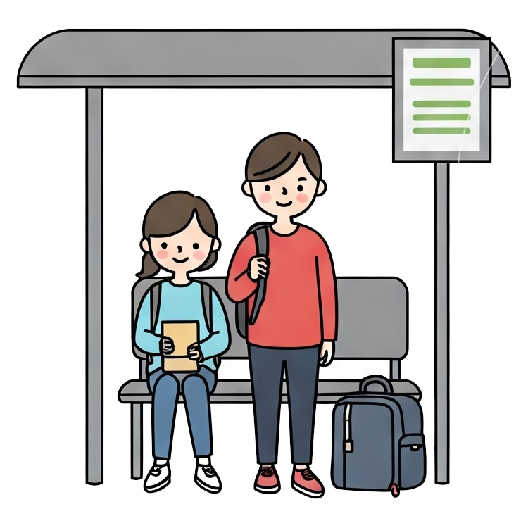 wait for the bus แปลว่า รอรถประจำทาง