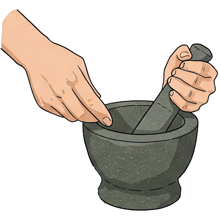 pound แปลว่า ตำ,ตำให้ละเอียด