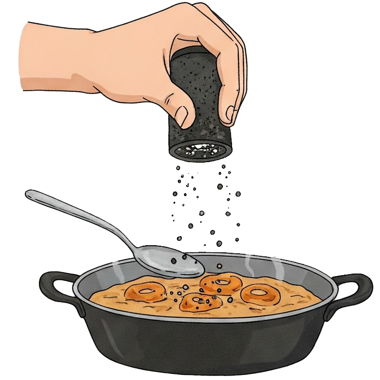 sprinkle pepper แปลว่า โรยพริกไทย