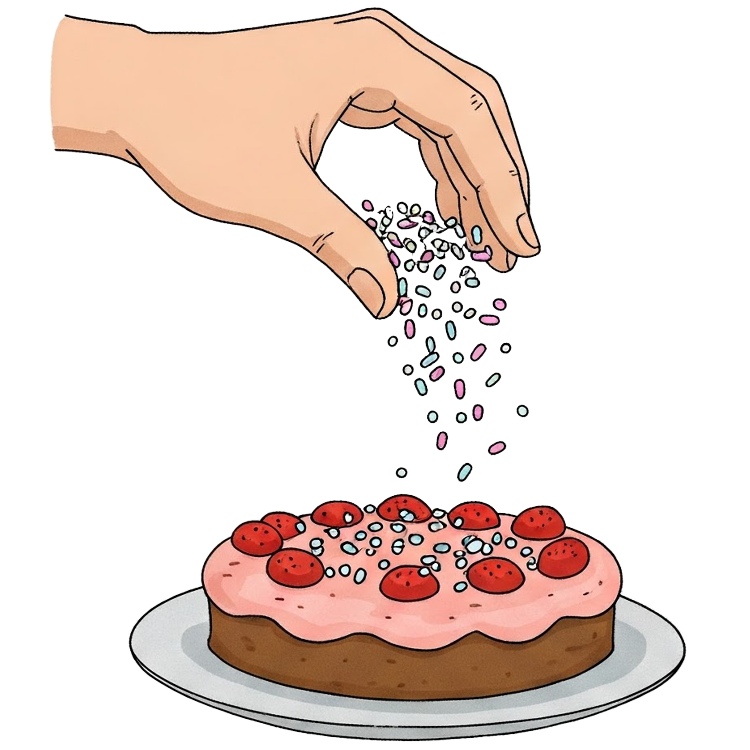 sprinkle on top แปลว่า โรยหน้า