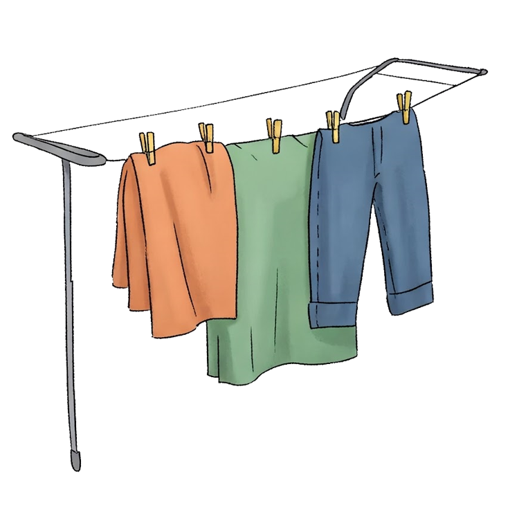 hang the clothes แปลว่า ตากผ้า