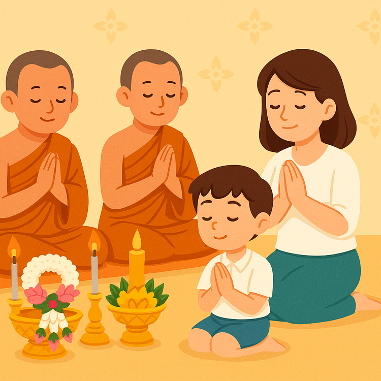 merit making rituals แปลว่า พิธีทำบุญ