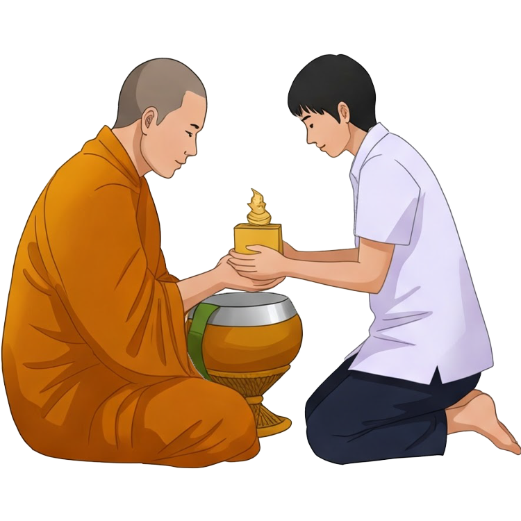 offering food to monks แปลว่า ตักบาตร