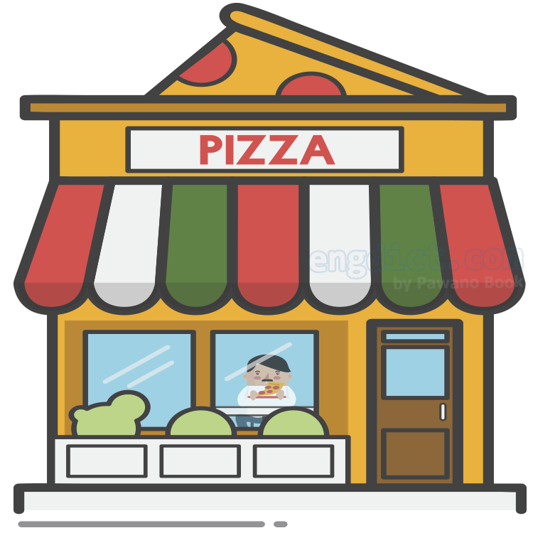 pizza shop แปลว่า ร้านขายพิซซ่า