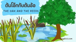 นิทานสองภาษาต้นโอ๊กกับต้นอ้อ พร้อมคำศัพท์ภาษาอังกฤษและให้ข้อคิดคติธรรมสอนใจ