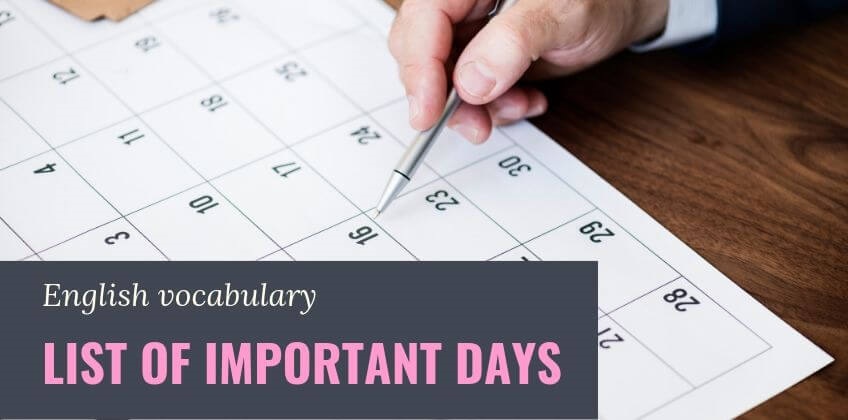 คำศัพท์ภาษาอังกฤษ เกี่ยวกับชื่อวันสำคัญของไทยและสากล