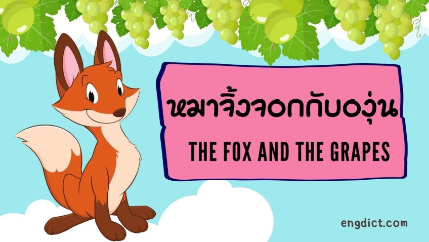 นิทานสองภาษาไทย-อังกฤษเรื่องหมาจิ้งจอกกับองุ่นพร้อมคำศัพท์อังกฤษ และข้อคิดสอนใจ